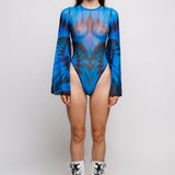 Wildfire Blue Mesh Bare Back Leotard
