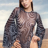 White Line Mesh Bare Back Leotard