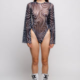 White Line Mesh Bare Back Leotard