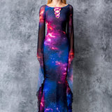 Nebulous Lace Up Gown Dress