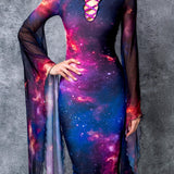 Nebulous Lace Up Gown Dress