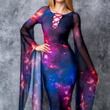 Nebulous Lace Up Gown Dress