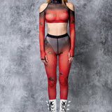 All Caught Up Mesh Cold Shoulder Set