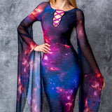 Nebulous Lace Up Gown Dress