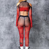 All Caught Up Mesh Cold Shoulder Set