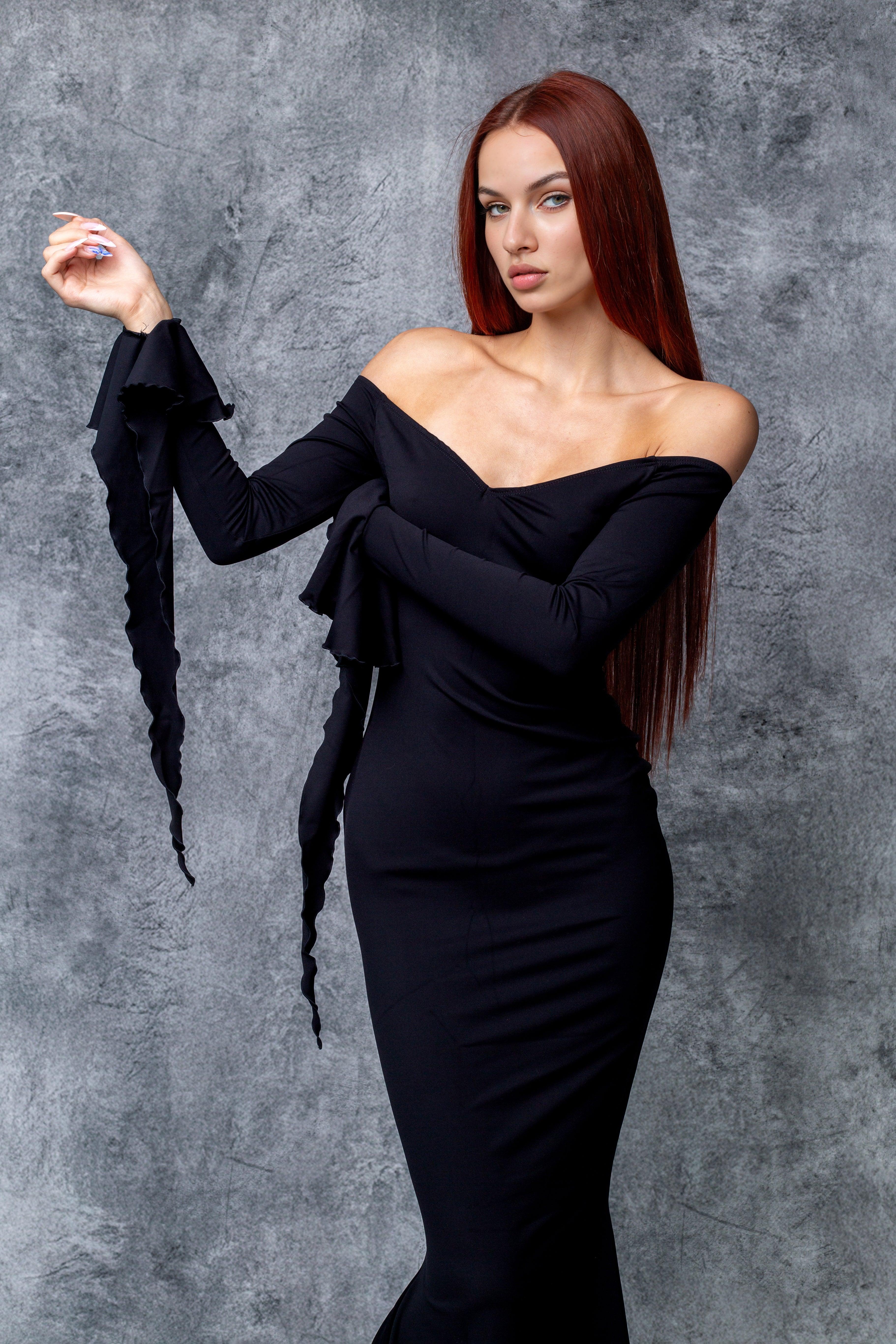 Morticia Trumpet Dress – RaveKitties Morticia Trumpet Dress – RaveKitties