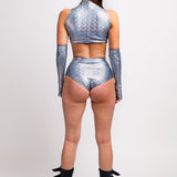 Holo Serpent Cut High Waist Shorts