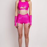 Luxe Pink Hooded Belt Top