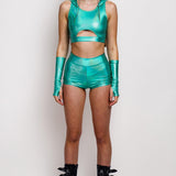 Synth Ivy Ruched High Waist Shorts