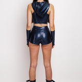 Dark Polychrome Ruched High Waist Shorts