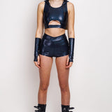 Dark Polychrome Ruched High Waist Shorts