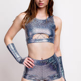 Pantalones cortos de cintura alta con pliegues Silver Nymph