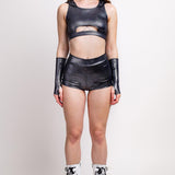 Silver Illusion High Waist Shorts