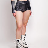 Silver Illusion Ruched High Waist Shorts