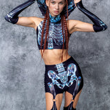 Glass Skeleton Rave Hood