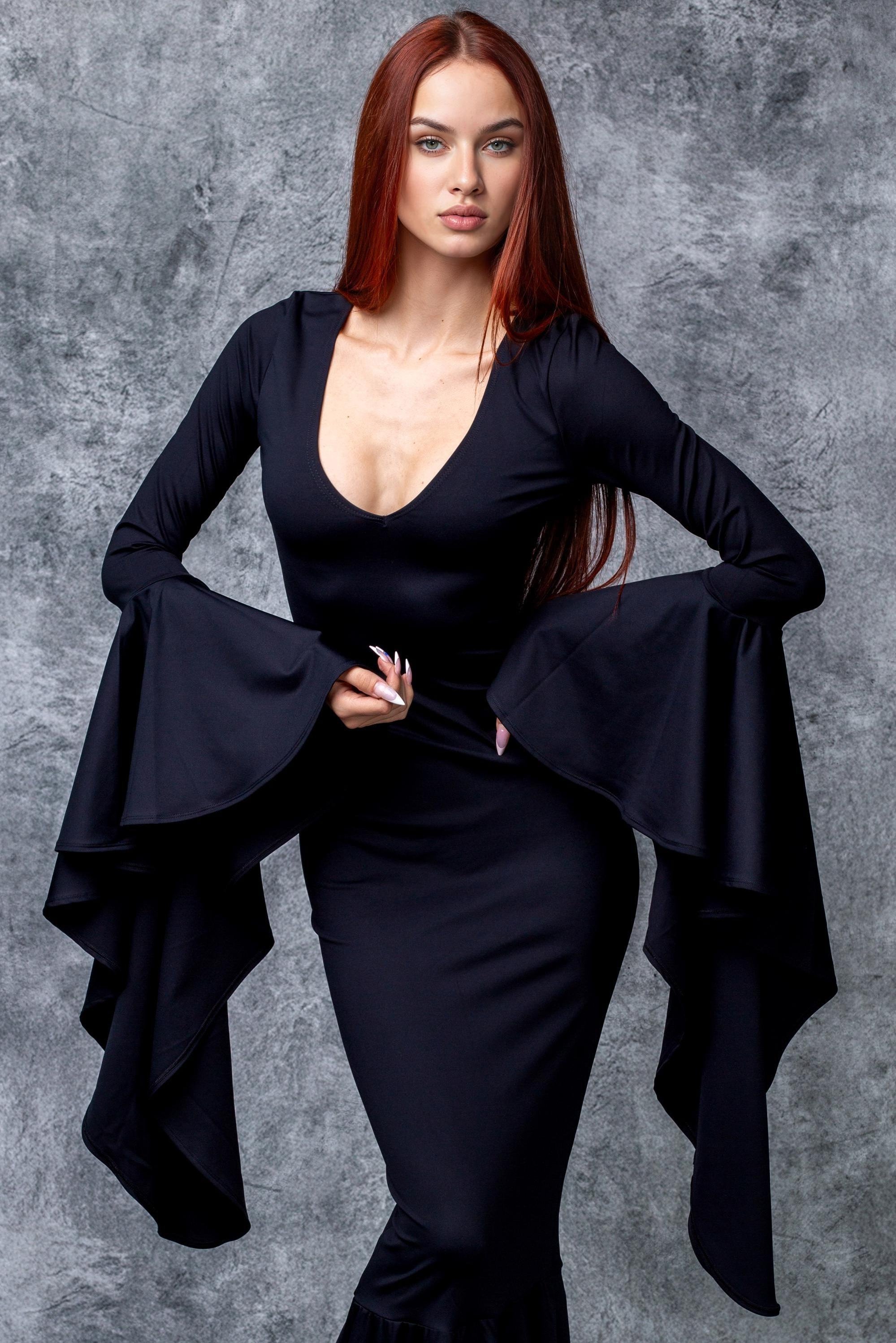 Morticia Puddle Train Gown Dress