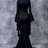 Morticia Puddle Train Gown Dress