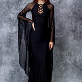 Blackout Lace Up Gown Dress